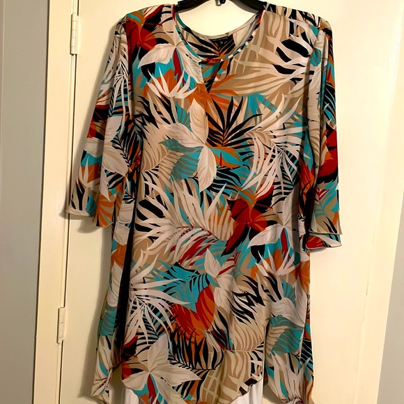 Autumn faux fan print blouse size 3x - Picture 2 of 5